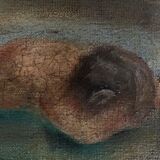 Oil on canvas signed woman on the beach
