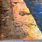 Port In Italy. Oil on panel. 20th century.