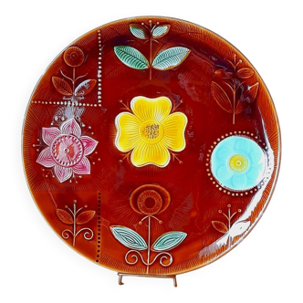 Vintage floral plate, Sarreguemines 1970
