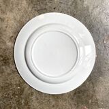 Plat rond longwy en terre de fer blanche et marron