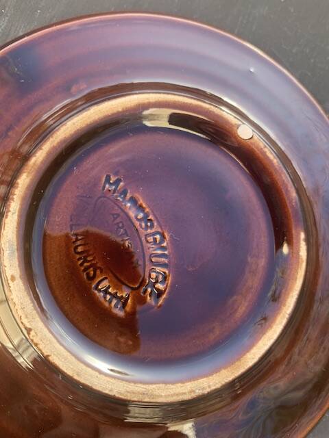 Coffee or tea service in enameled ceramic by Marius Giuge, artisan potter in Vallauris,