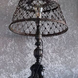 Lamp with flared brass lampshade