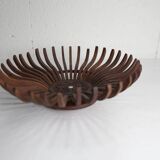 Handcrafted fruit dish 1960 solid wood unique piece
