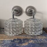 Pair of chrome wall lights