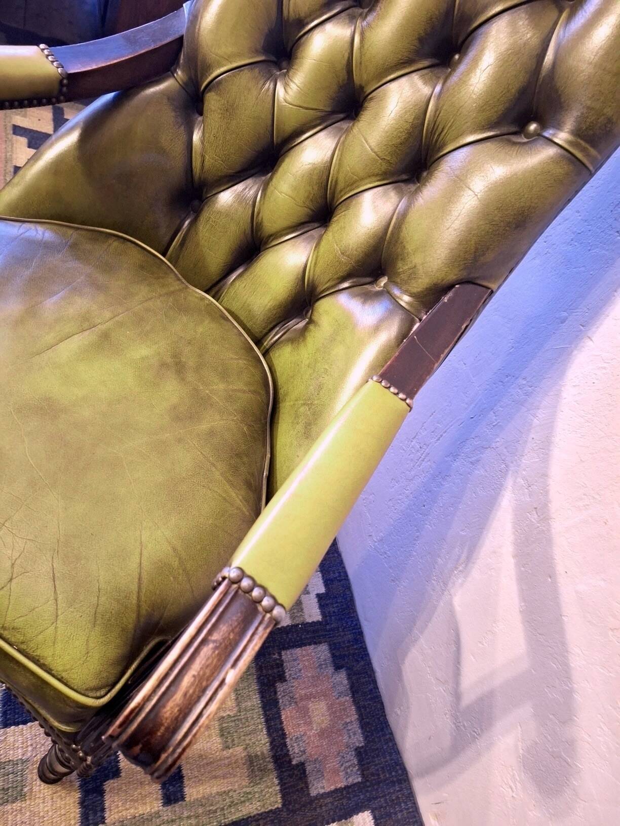 Tufted leather Chesterfield library chair, 1970s