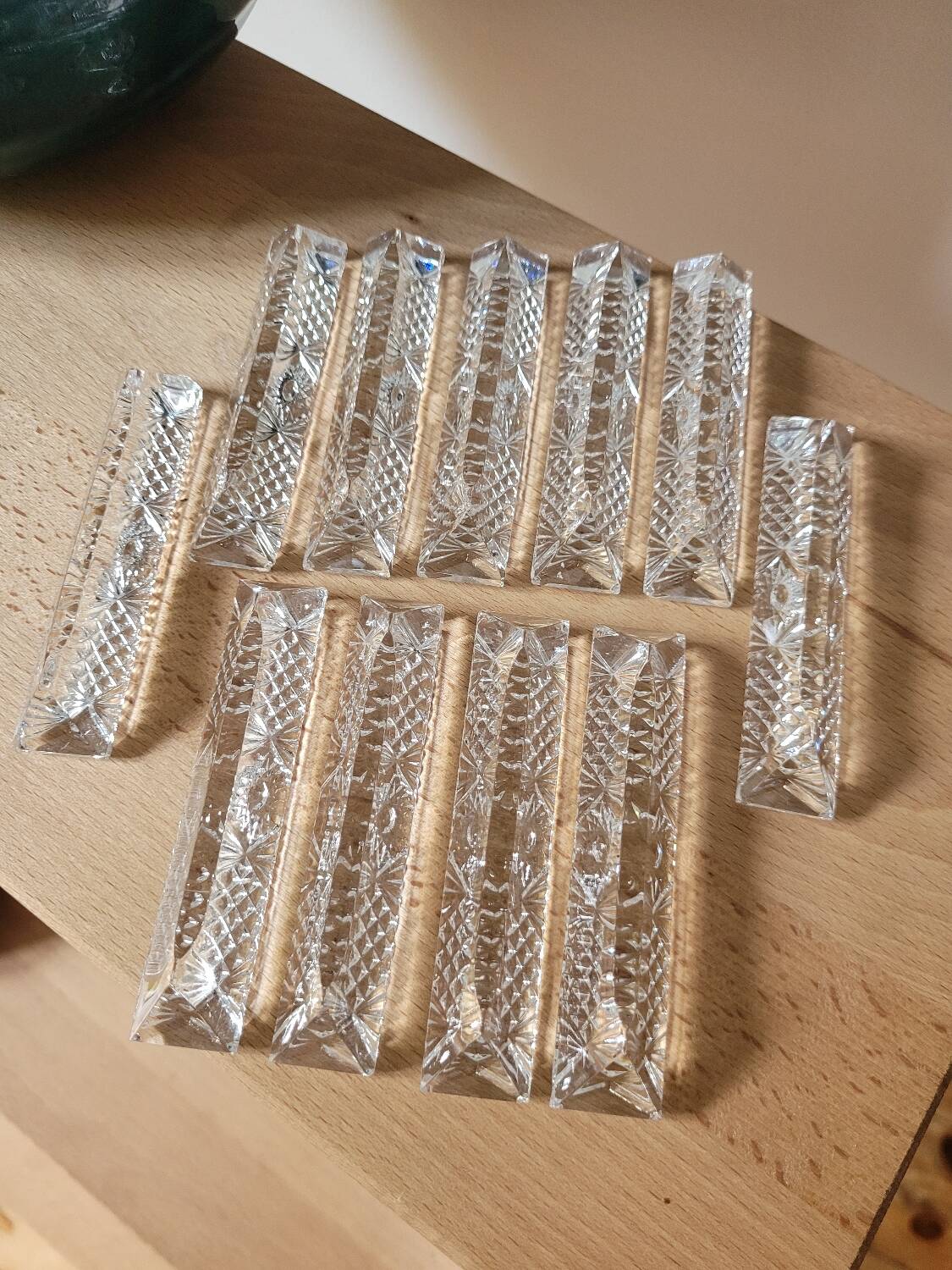 Set of 11 crystal knife holders