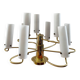 Brass and opaline glass suspension "Hillebrand" 1960