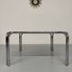 Space coffee table from the 70s, tubular metal and vintage smoked glass