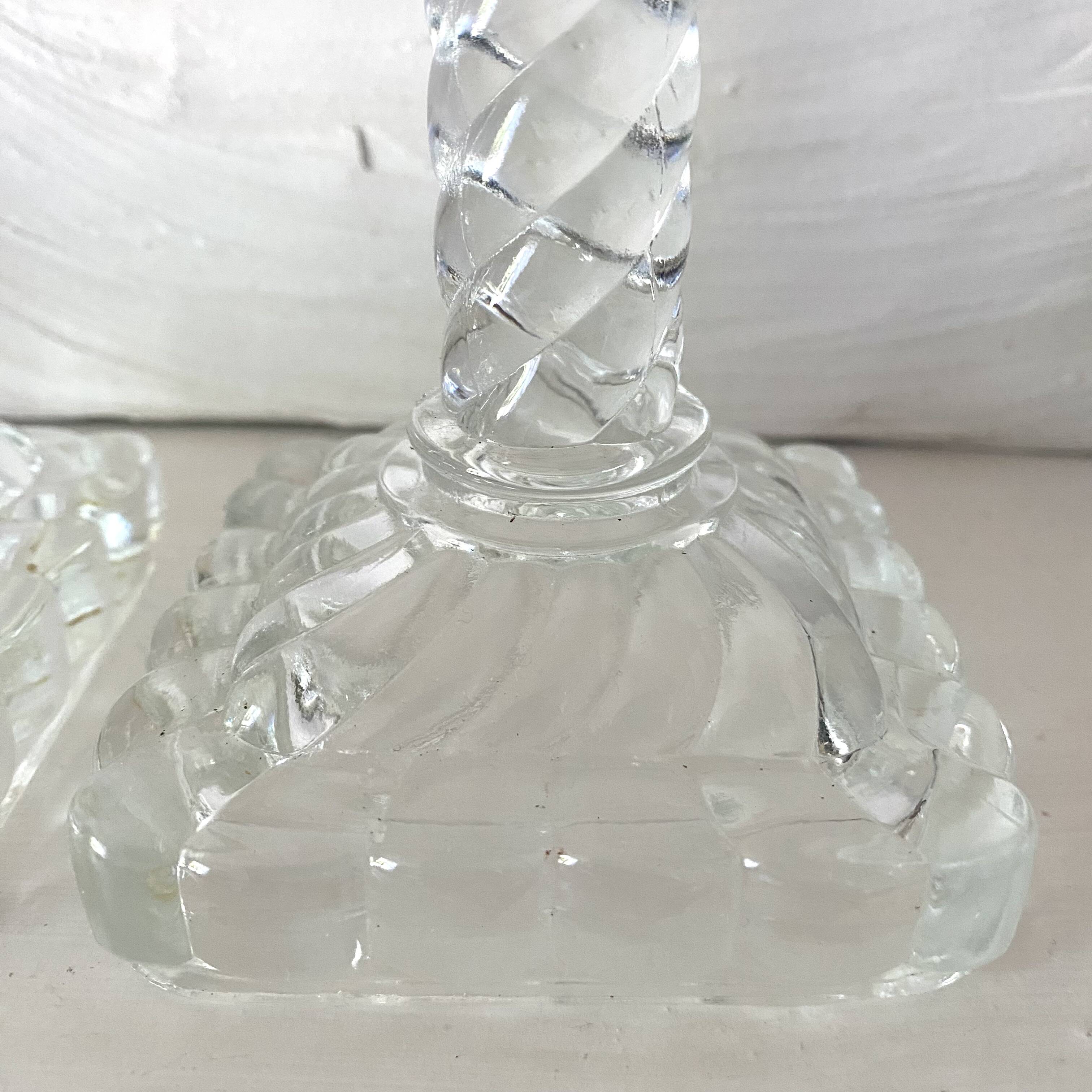 Pair of crystal column candlesticks from the 50s and 60s