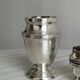 Silver metal duo, small vase and decorative pot