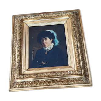 Tableau portrait de femme datant de la deuxième moitié du XIX siècle