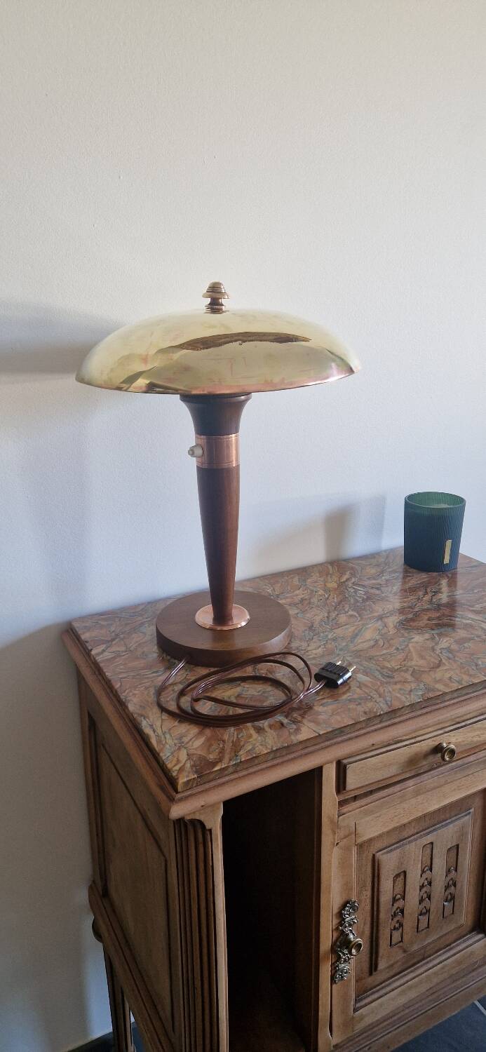 Art Deco style articulated lamp - Wood and brass - 1930s period
