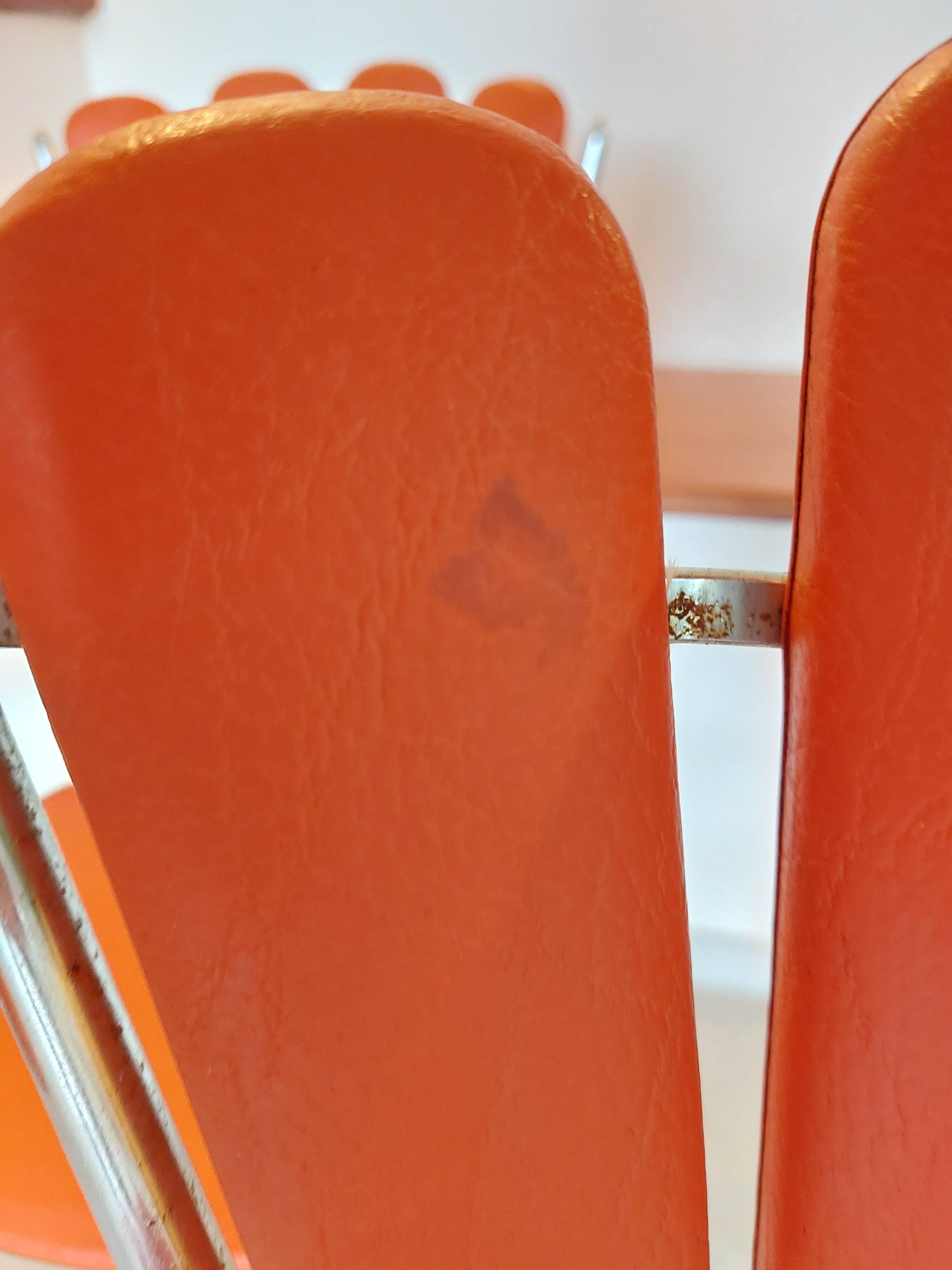 4 orange petal chairs, vintage