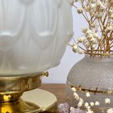 Vintage art deco globe table lamp in frosted glass