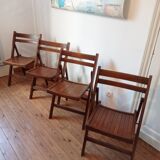 4 folding vintage wooden chairs