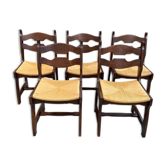 Suite of 5 vintage oak chairs