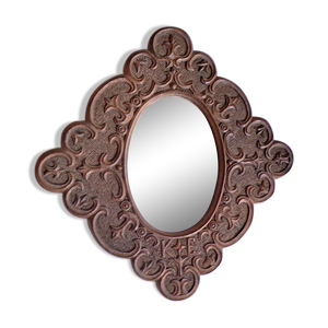 Miroir en bois sculpté et daté