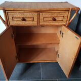 Commode en rotin cannage et bambou