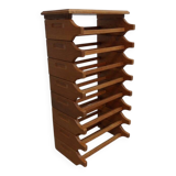 Brutalist oak stackable wine rack 1960's