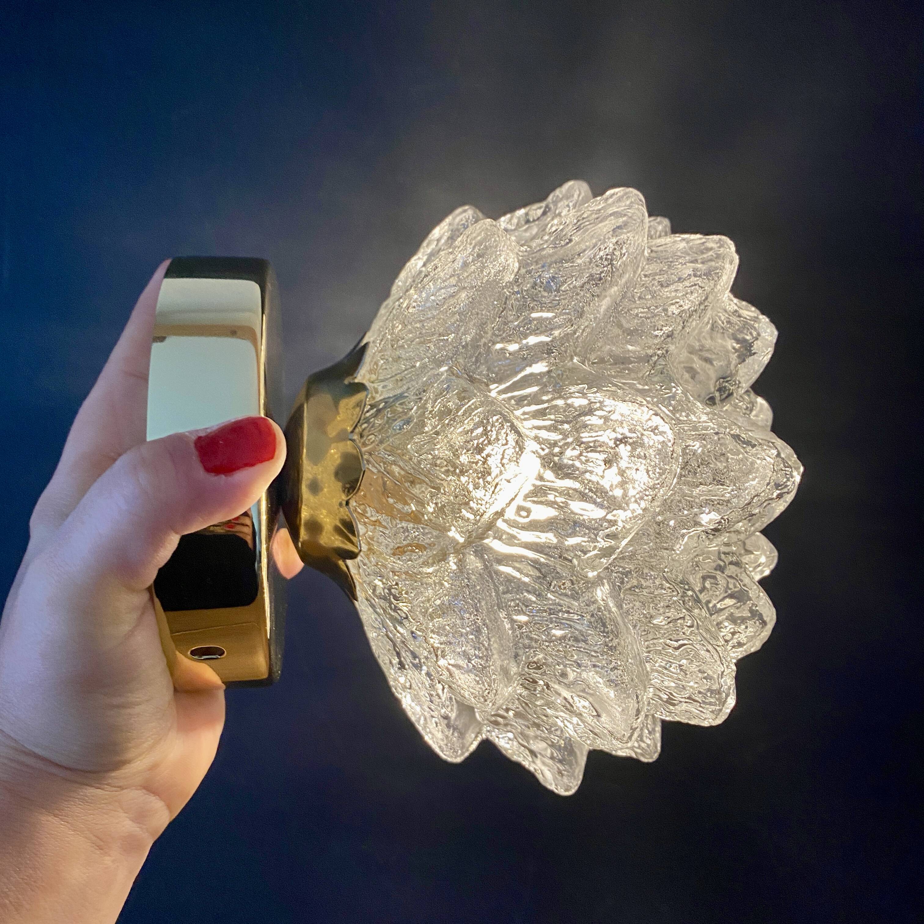 Vintage globe wall or ceiling light in molded glass in the shape of a flower