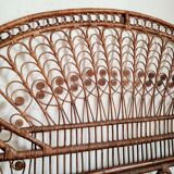 Peacock headboard in vintage rattan