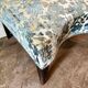 Footstool, pouf in velvet and dark wood