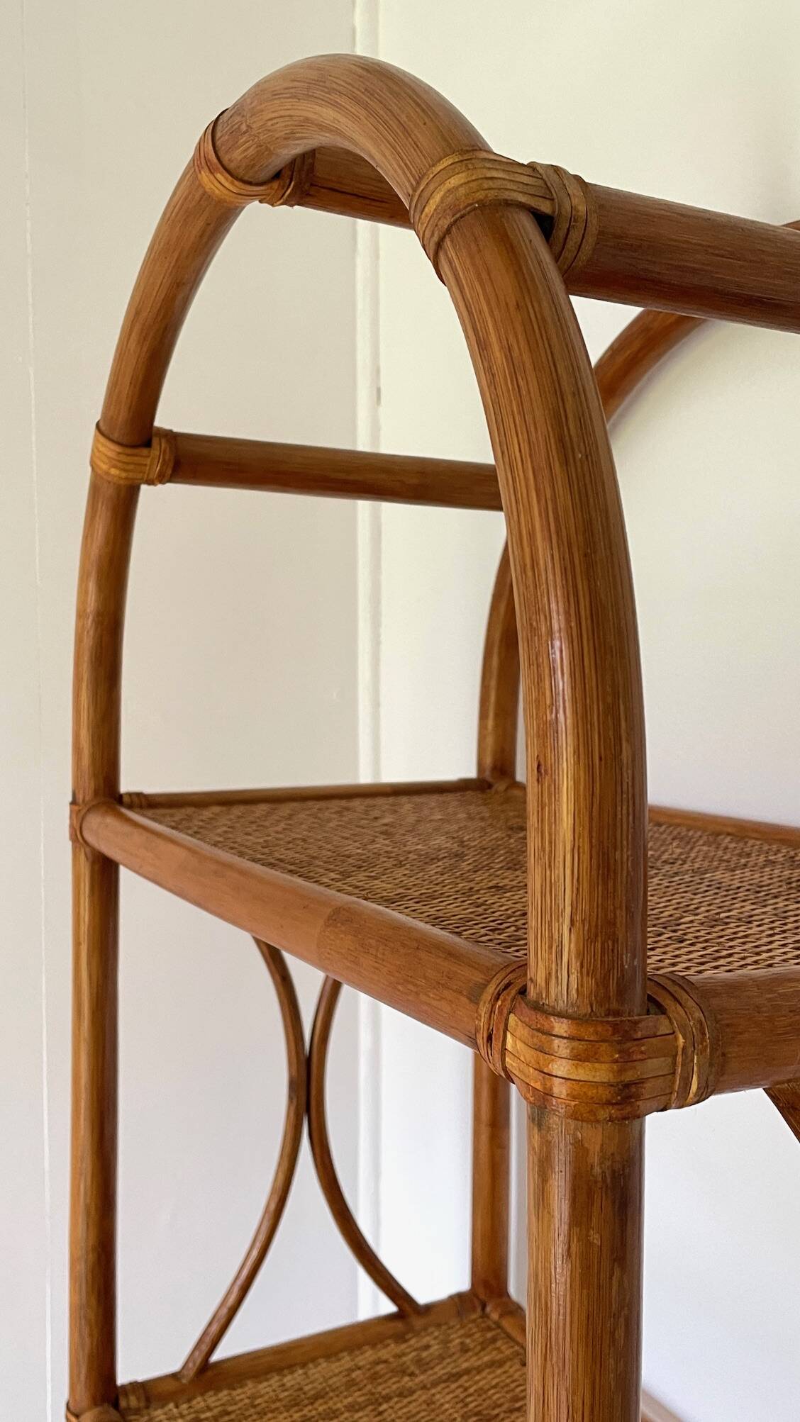 VINTAGE Bamboo Wicker Shelf