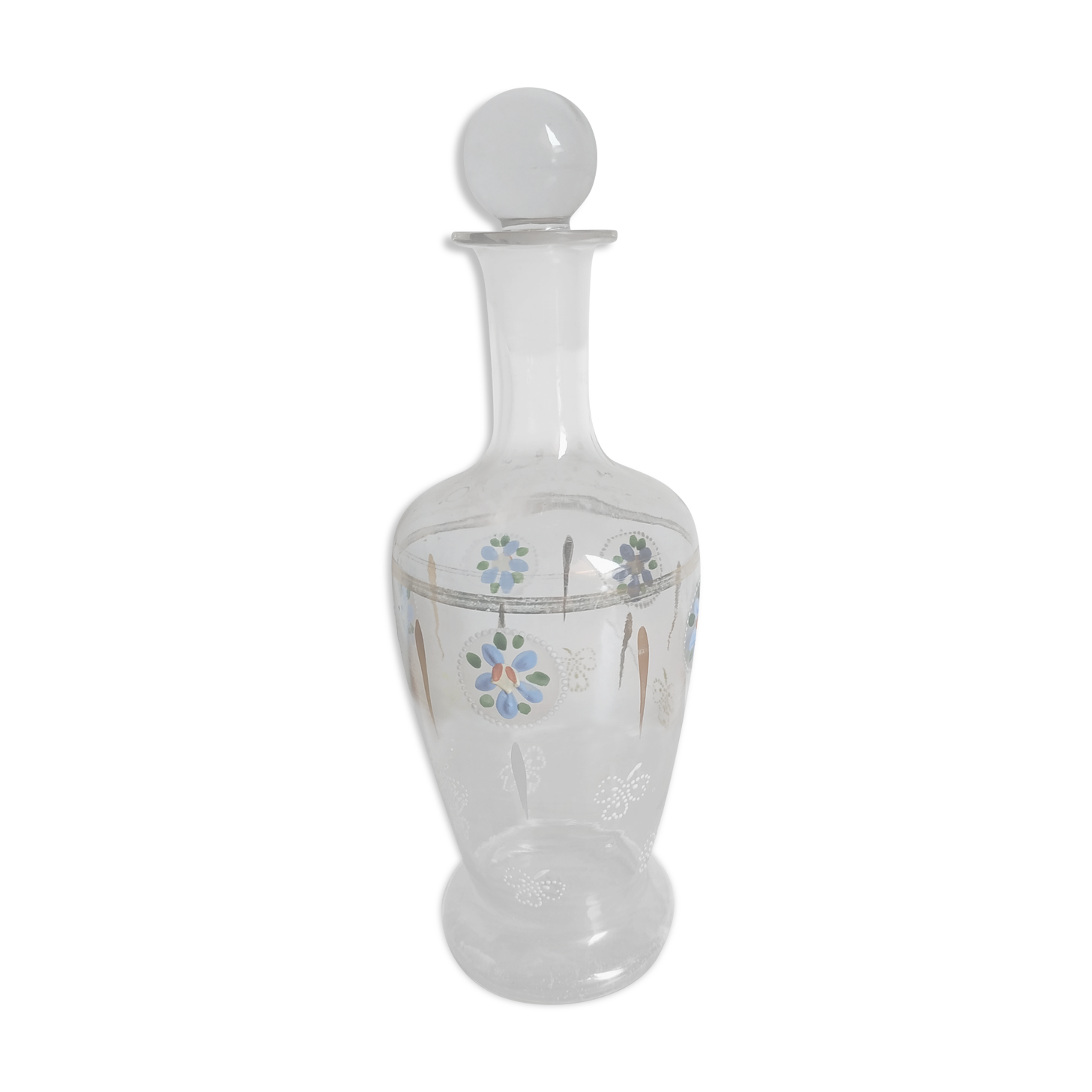 Enamelled glass carafe