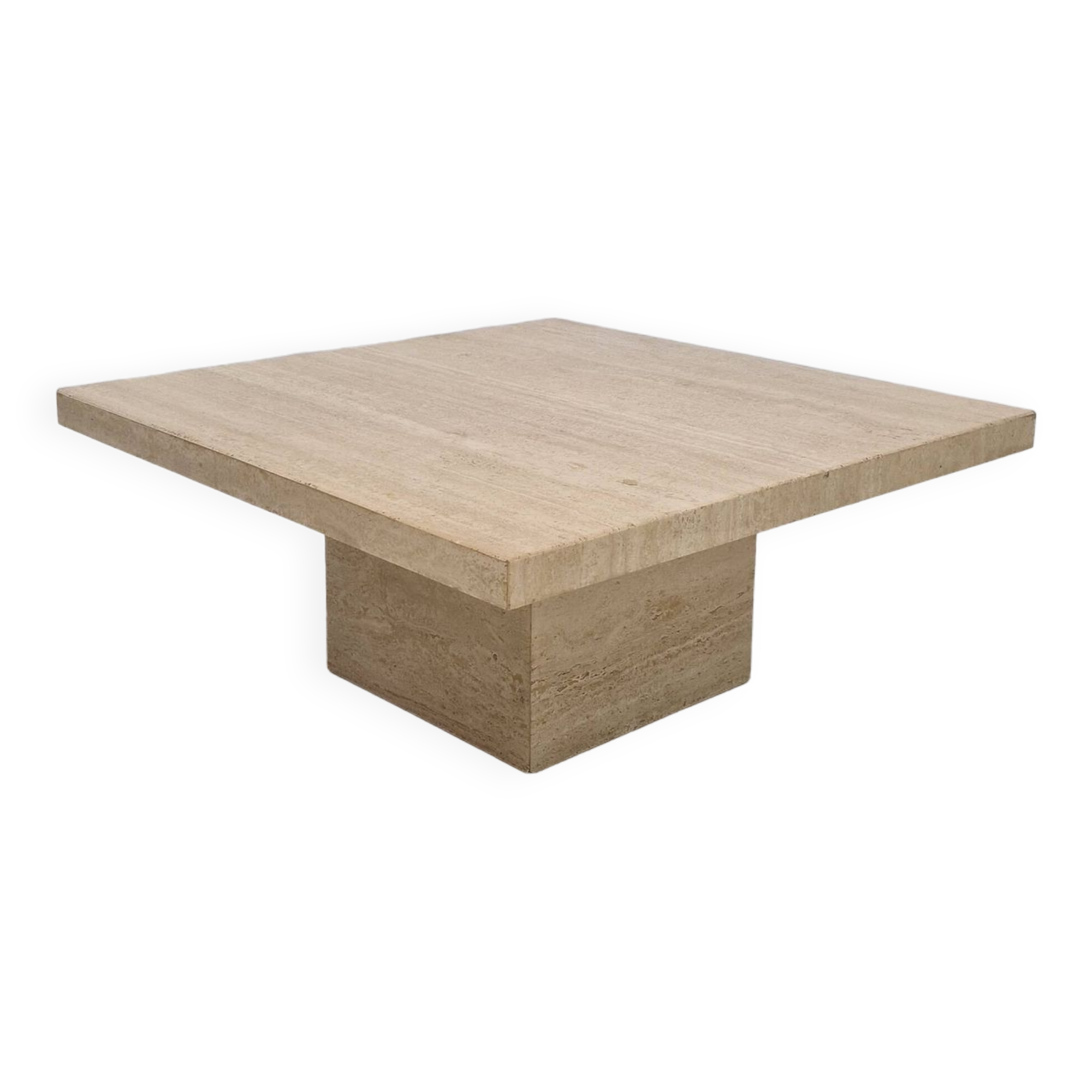 Italian Square Coffee Table in Travertine, 1980s