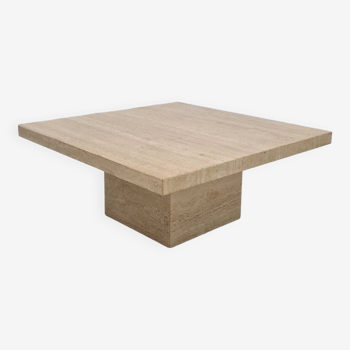 Italian Square Coffee Table in Travertine, 1980s