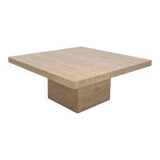 Table Basse Carrée Italienne en Travertin, 1980s