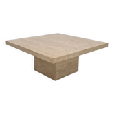 Italian Square Coffee Table in Travertine, 1980s