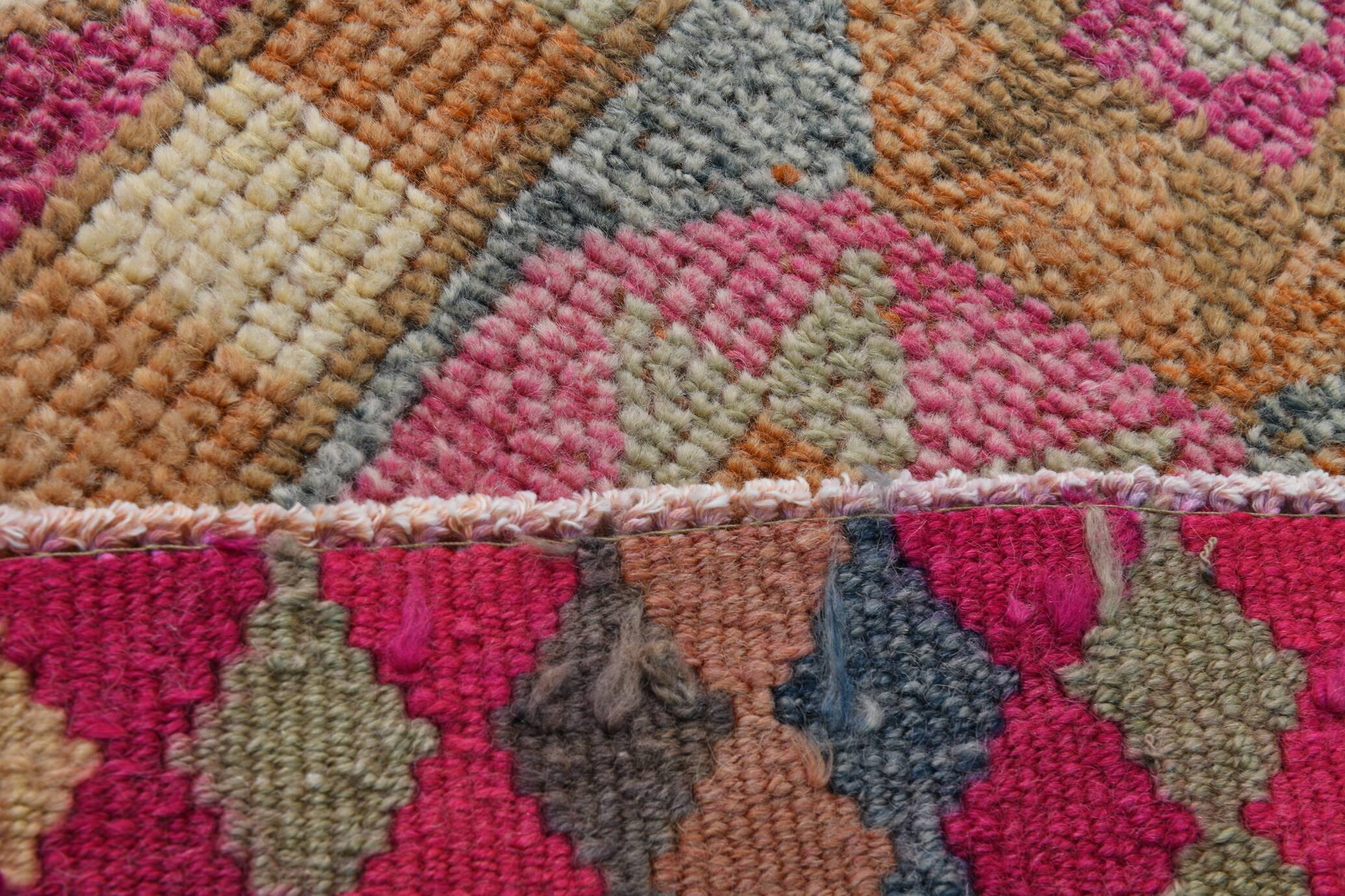 Pink Brown Modern Oushak Runner Rug, 75x352Cm