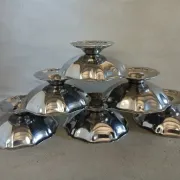 6 antique metal ice cream cups