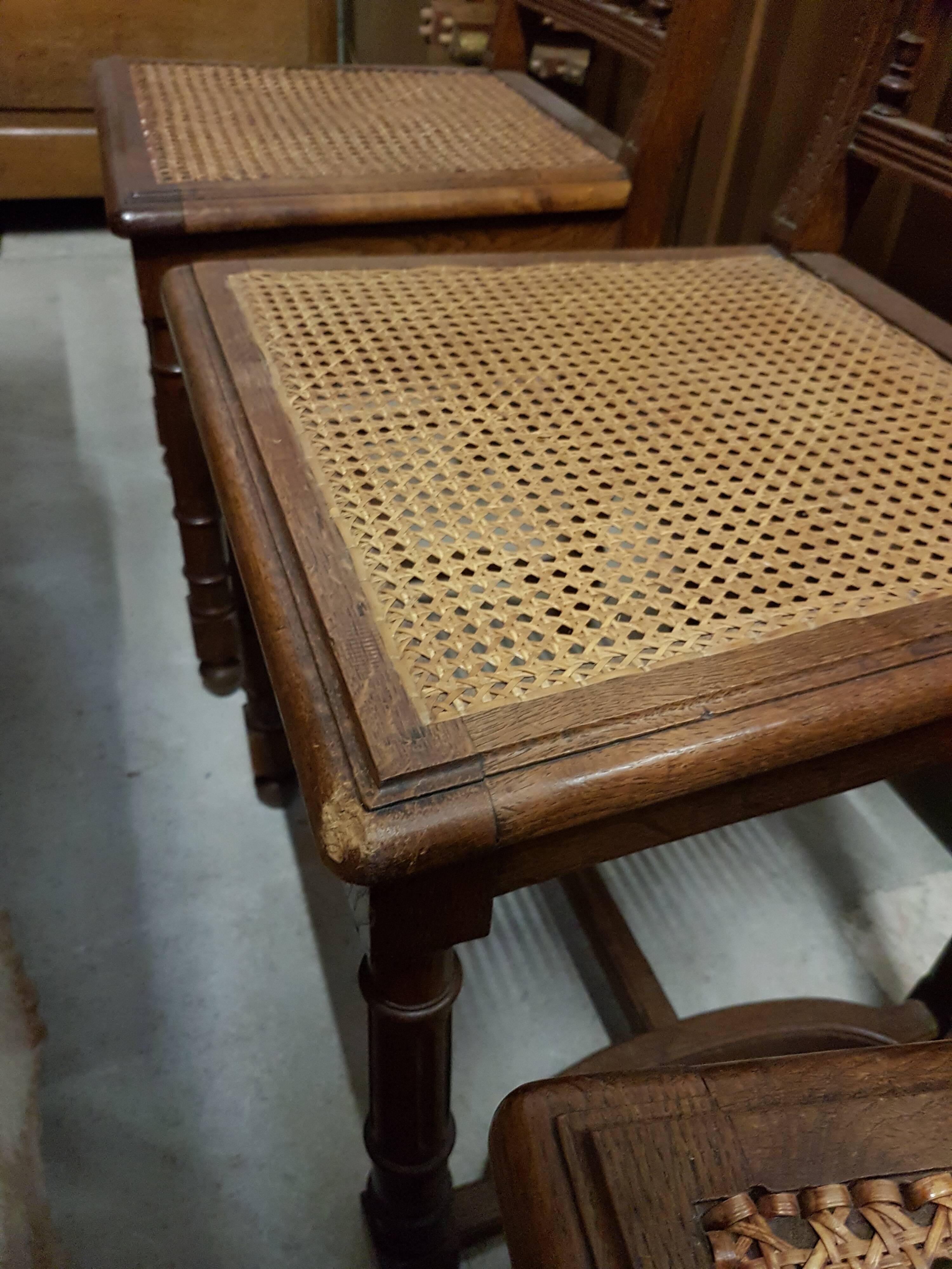 Set of 7 chairs canned XIX style Henry II