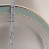 set of 9 green, white and gold Luneville plates