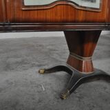 Mahogany pear tree, brass & glass top drawers sideboard from f.lli rigamonti desio, milan, 1940s