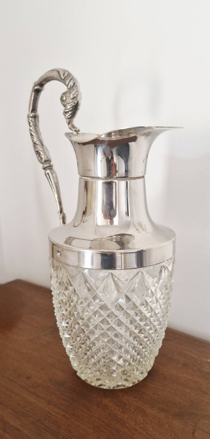 Cut crystal carafe and silver-plated metal – Victorian / Napoleonic III style