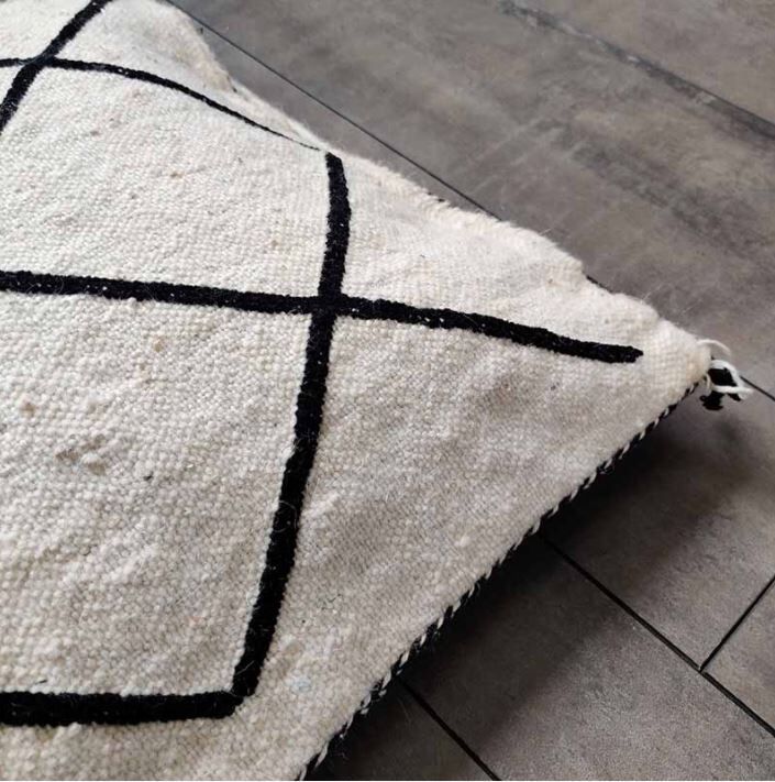Black and white Berber kilim cushion