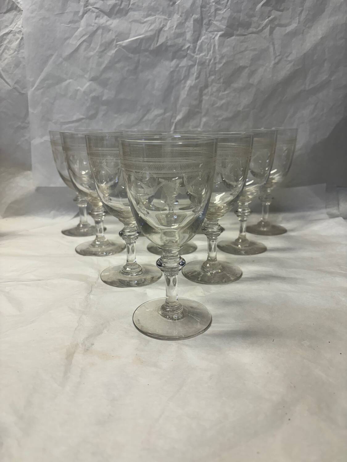 Set of 10 old wine glasses