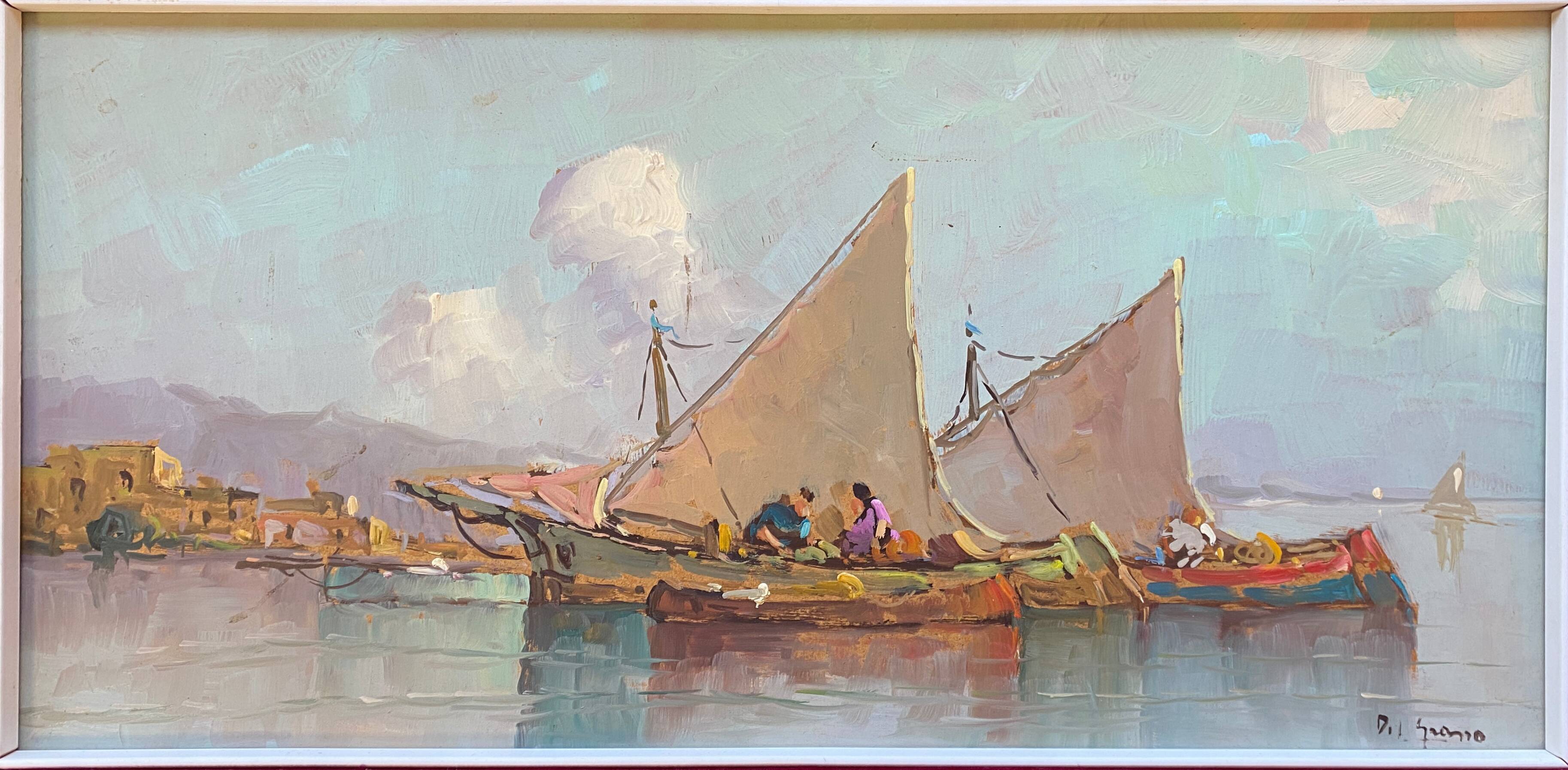 Counterpart of paintings "Sailing boats Felouks Gondolas" signed Orientalists