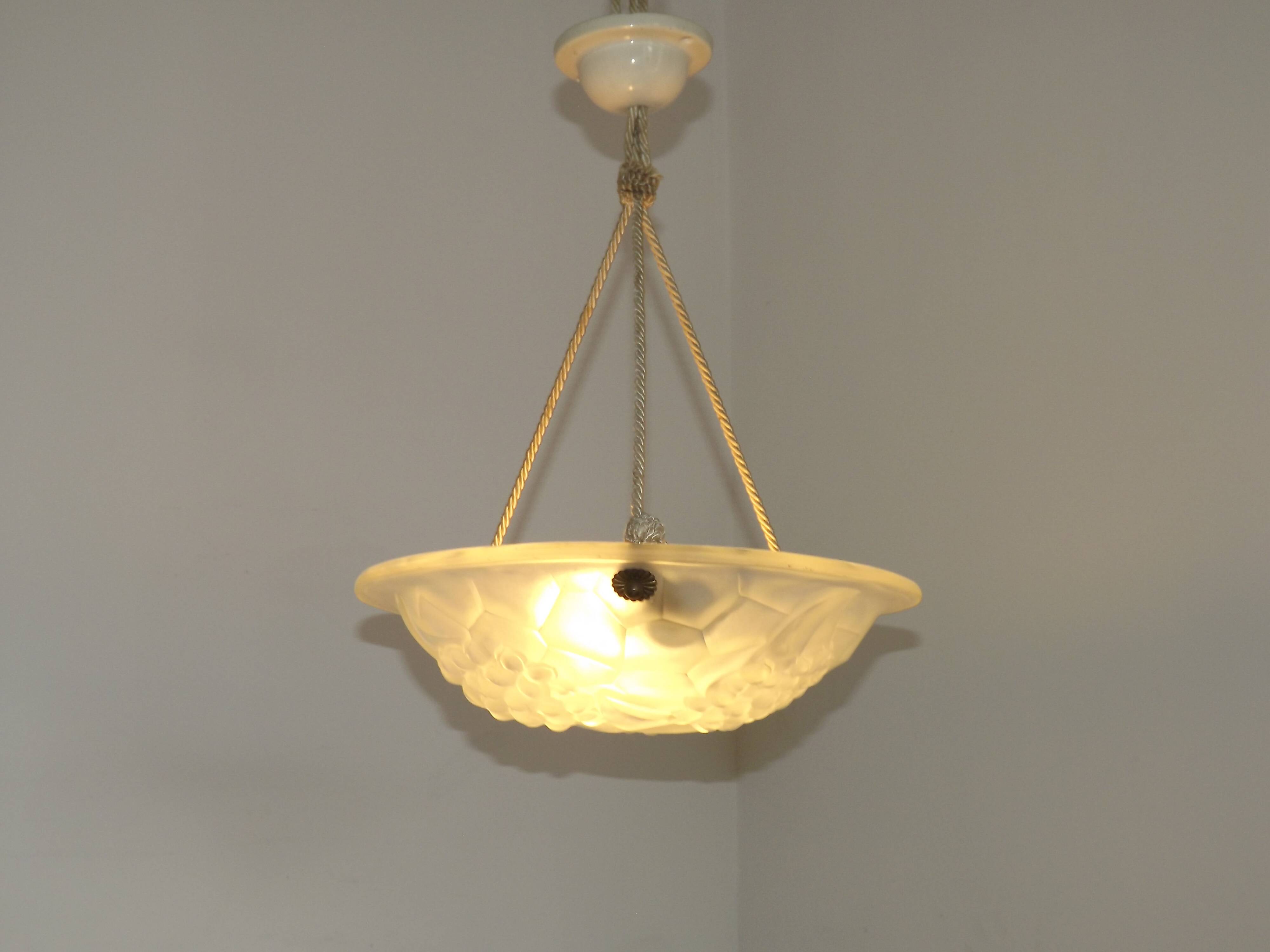 Elegant French Art Deco Plafonnier– Circa 1930 | Signed ROS / Degué