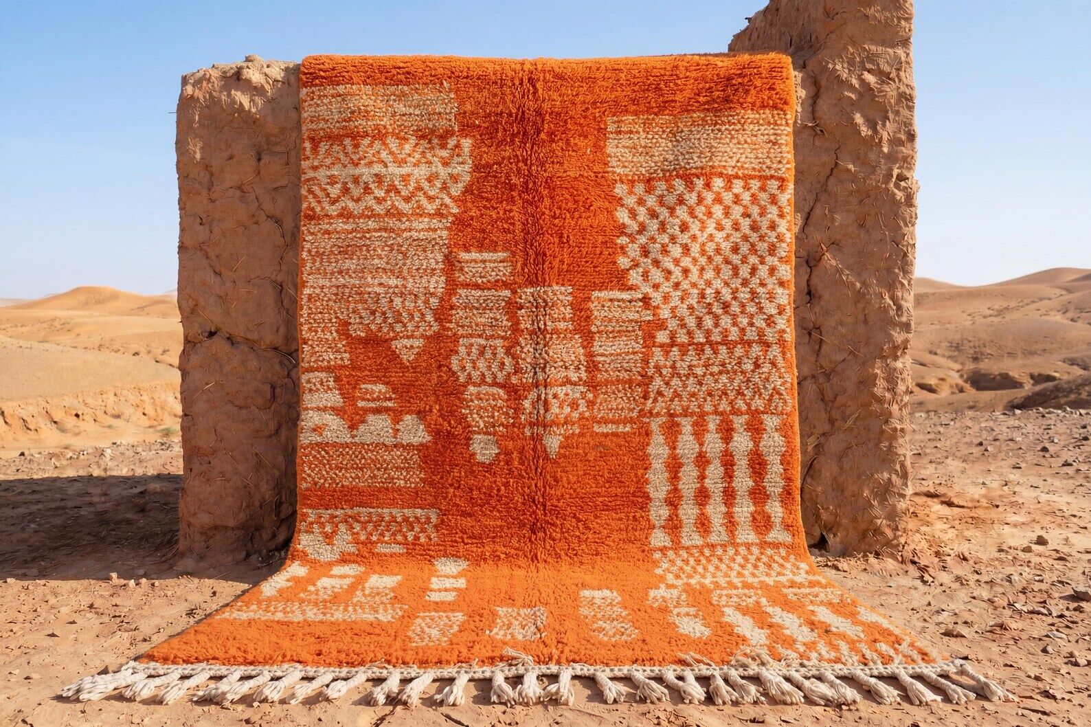 Luxury orange rug artisanal 200cm × 300cm