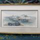 Watercolour by Christian Gaudin framed certificate Guérande fishing port marshes