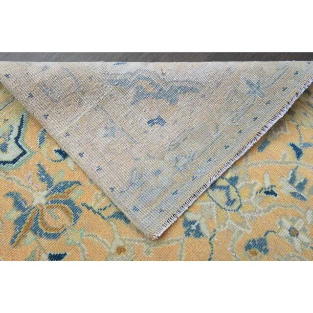 Vintage Turkish Oushak Handmade Wool Cotton Orange Runner Rug 104x310