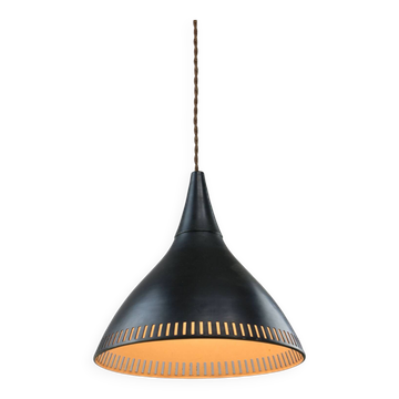 Lampe à Suspension Vintage en Métal Noir, Italie