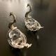 2 swan-shaped salt pots in metal and glass