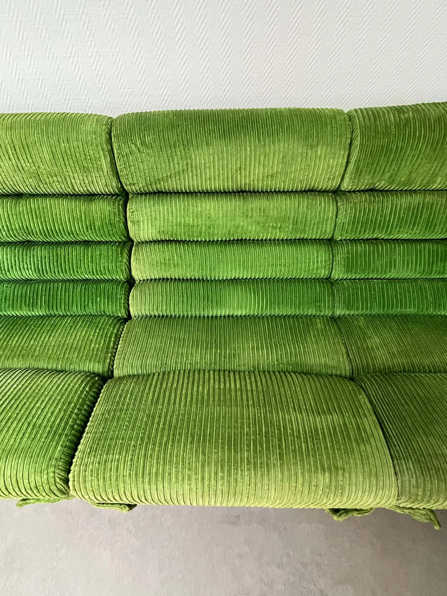 Modular green velvet corner sofa, 1970s