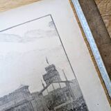 Paris Longchamp, large period engraving, printed in 1891.