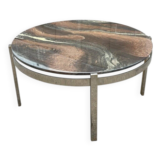 Table basse en chrome et marbre de Bendixen, Danemark, années 1970